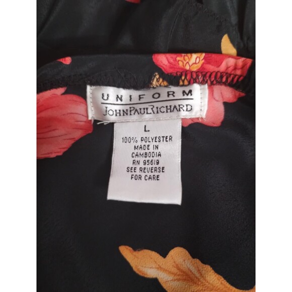 John Paul Richard Uniform Black Floral Elastic Waist Skirt Size L - Picture 5 of 5